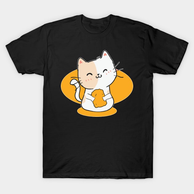 Chicken Nuggets Cat T-Shirt by TomCage